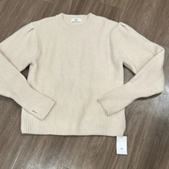 Frankie Shop Wool Blend Puff Sleeve Ribbed Sweater - Picture 1 of 5